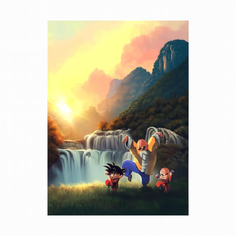 Poster Dragon Ball Goku Enfant Avec Krilin Et Tortue Géniale, Poster Dragon Ball