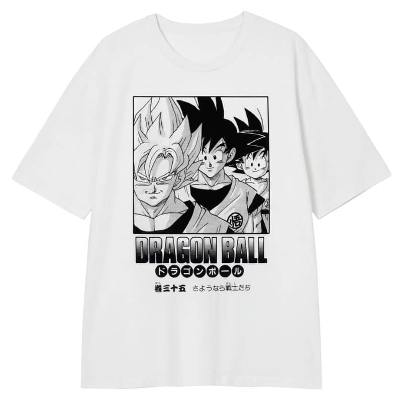 T-shirt Dragon Ball Évolution De Goku Manga Blanc 1 T-shirt Dragon Ball Évolution De Goku Manga Blanc; T-Shirt Dragon Ball