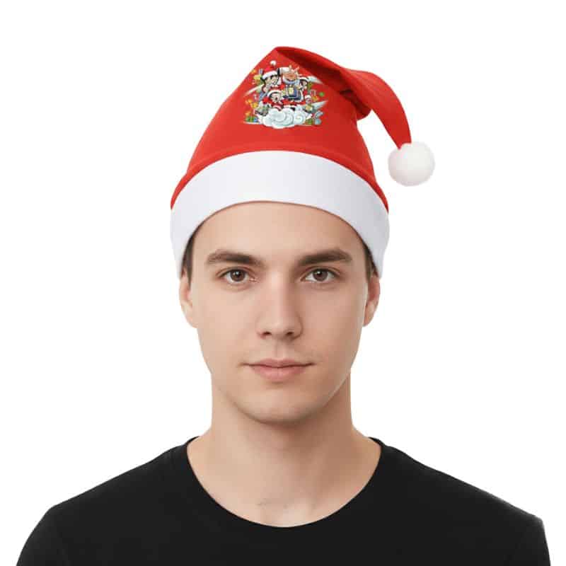 Bonnet Dragon Ball Rouge De Noël Avec Goku Et Amis - Vue 2 Bonnet Dragon Ball Rouge De Noël Avec Goku Et Amis - Vue 2