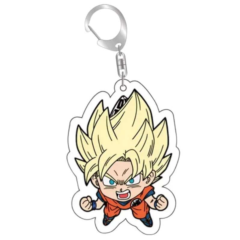 Bague Dragon Ball Goku Enfant avec Bâton Magique Gravé 5 Porte Clé Goku Dragon Ball En Version Chibi Super Saiyan