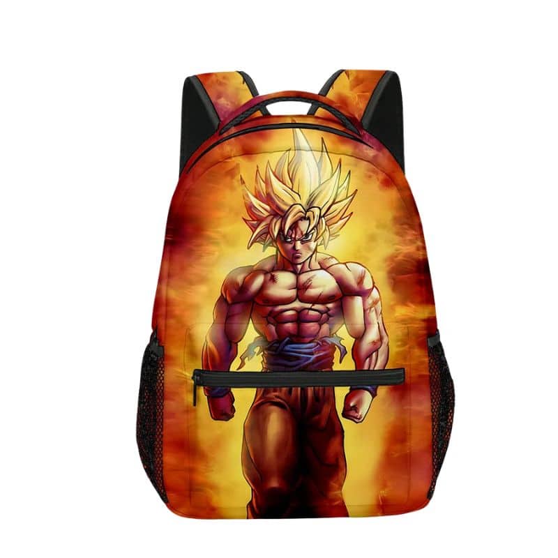 Sac à Dos Dragon Ball Son Goku Super Saiyan Aura de Feu